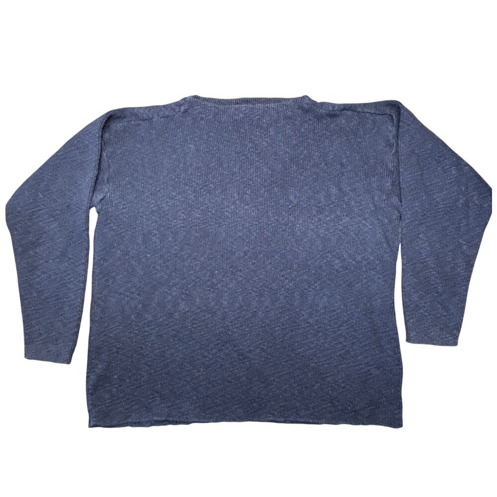 The J Peterman Company Sweater Womens Large Navy Bateau Neck Relaxed Fit Cotton